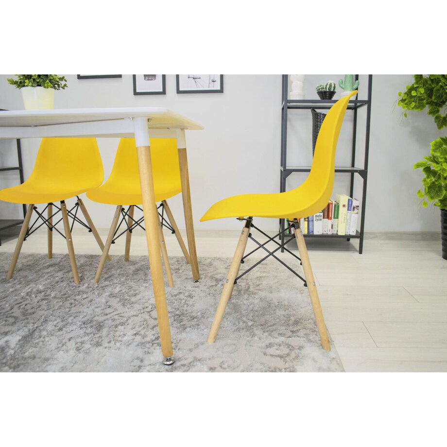 Krzesło Do Jadalni Kuchni Salonu Osaka Żółte / Nogi Naturalne