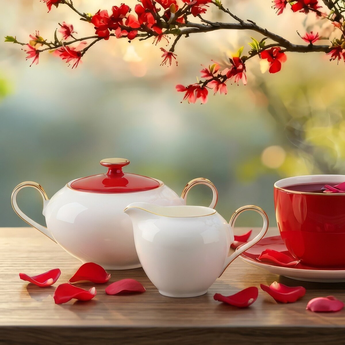 VILLA ITALIA Serwis kawowy na 6 osób porcelanowy Zestaw prezentowy Lady In Red