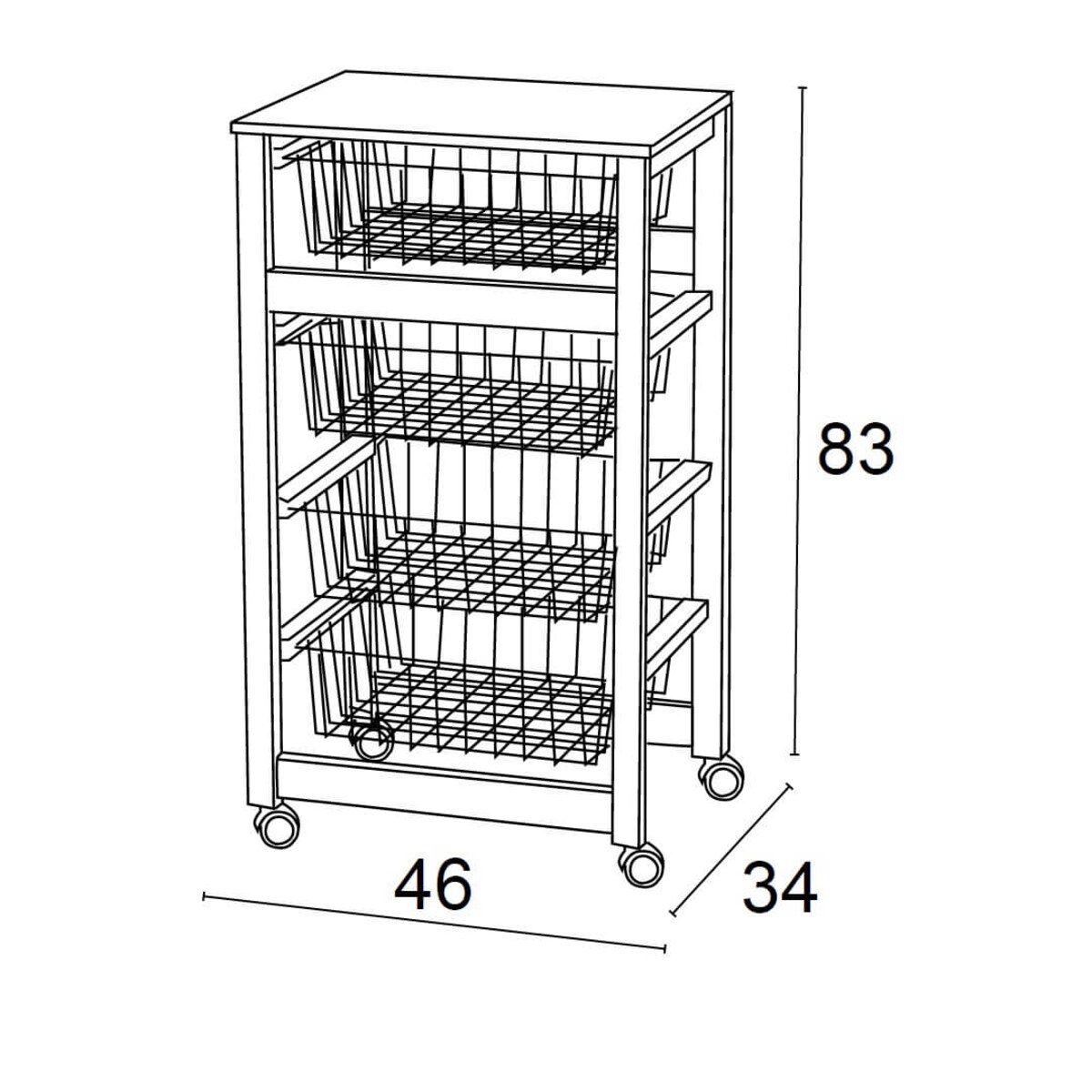 ARREDAMENTI GINGERONE Wózek kuchenny - 83 x 46 cm, Brązowy