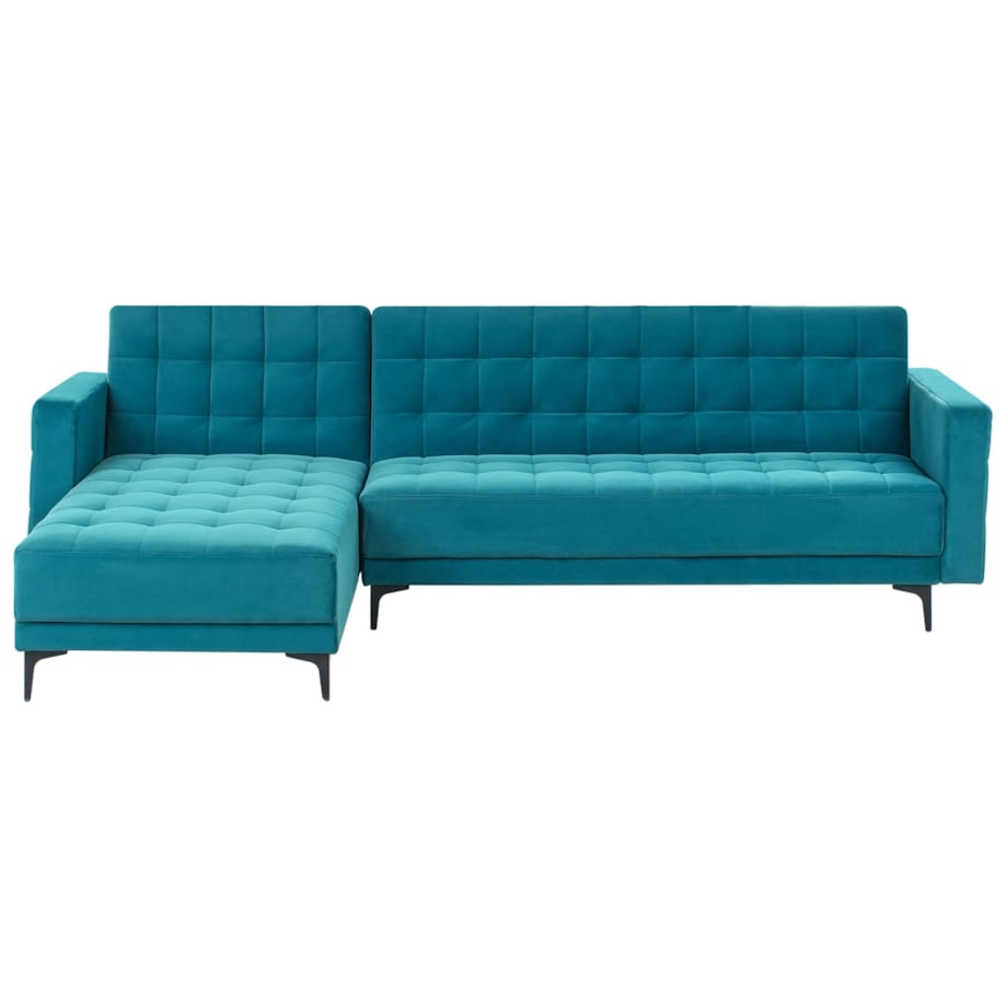 Sofa prawostronna rozkładana welurowa morska ABERDEEN