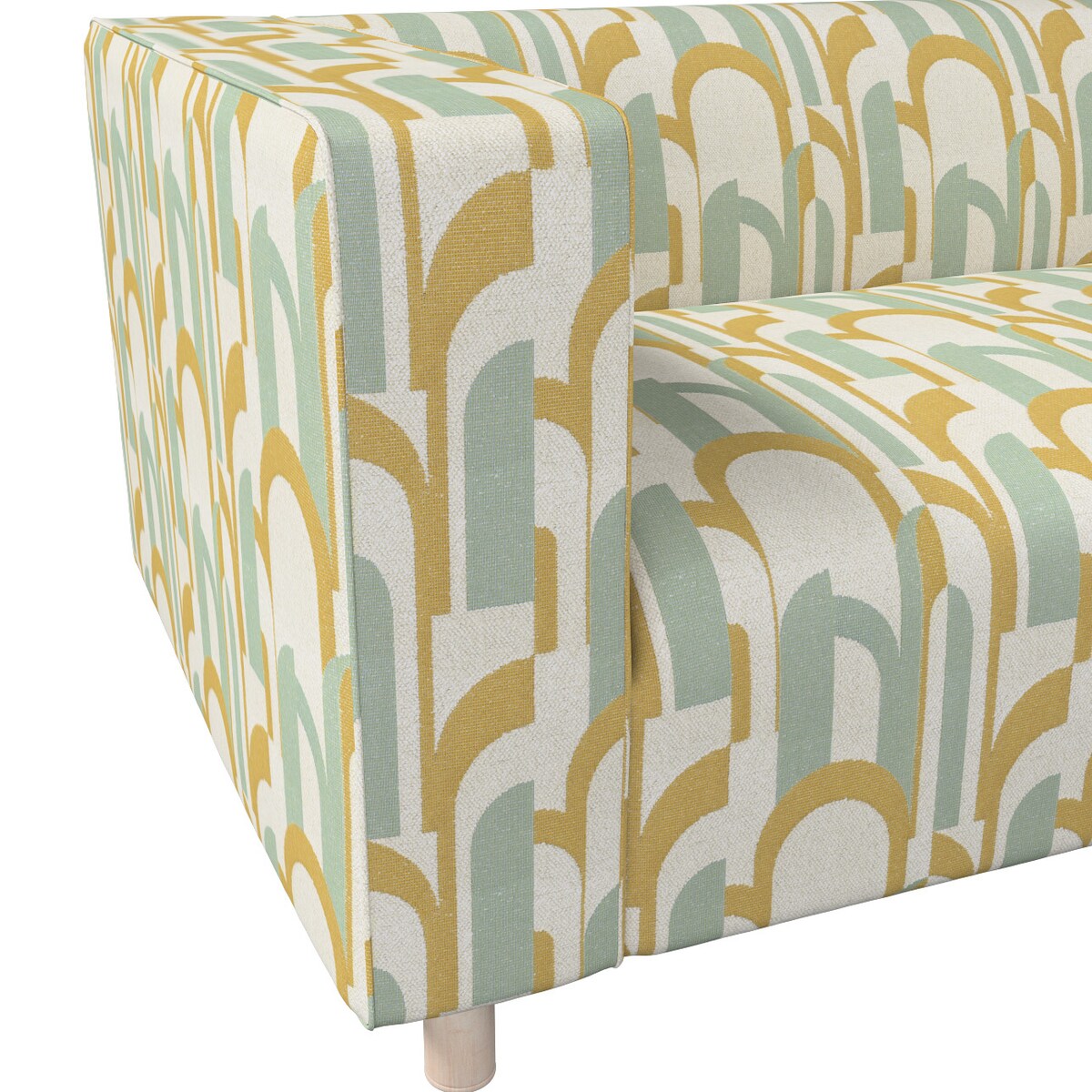 Pokrowiec na sofę Klippan 2-osobową, miętowo-żółte wzory na kremowym tle, 177 x 88 x 66 cm, Cosy Home