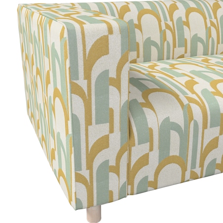 Pokrowiec na sofę Klippan 2-osobową, miętowo-żółte wzory na kremowym tle, 177 x 88 x 66 cm, Cosy Home