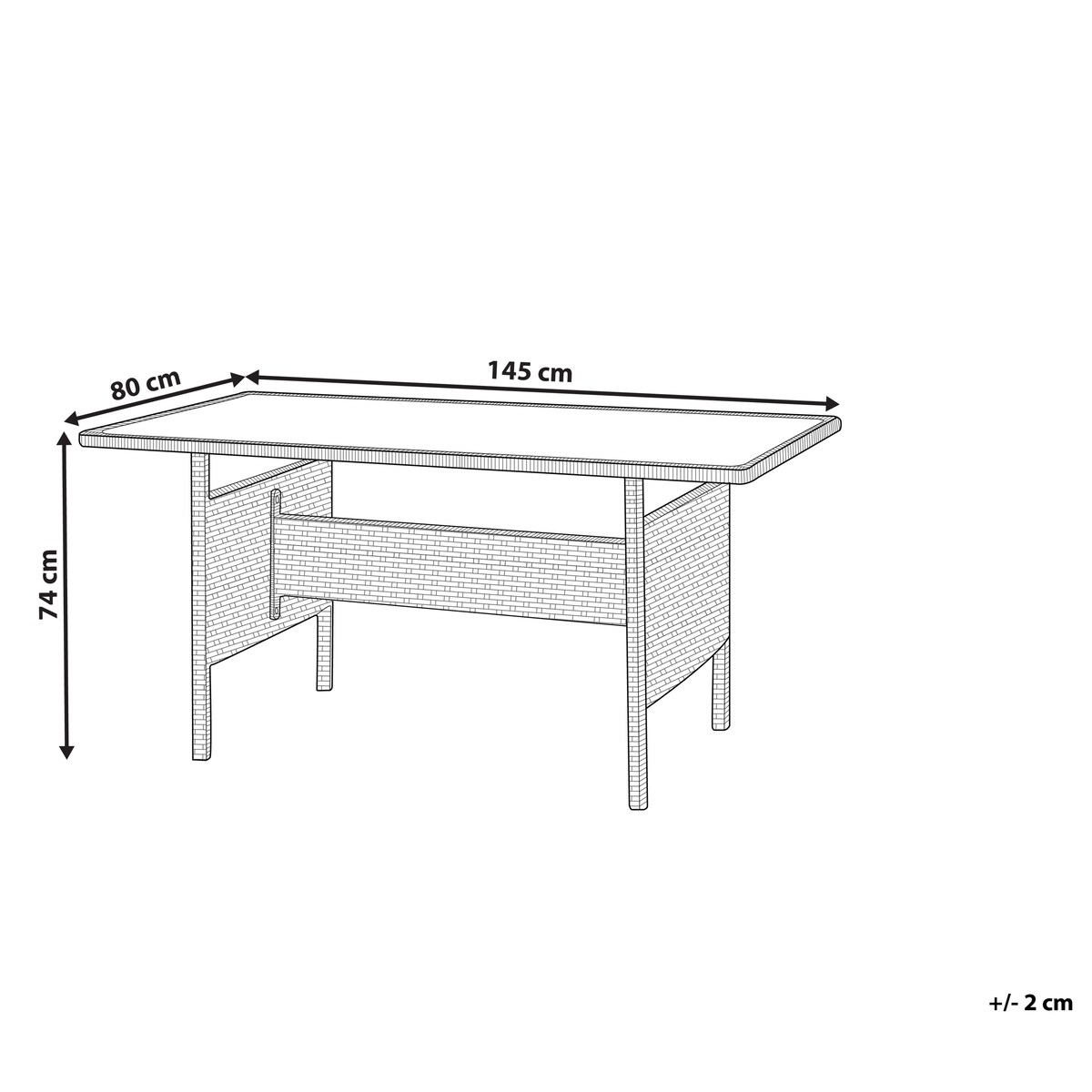 Stół ogrodowy VITERBO 145 cm 80 cm Szkło Jasnoszary