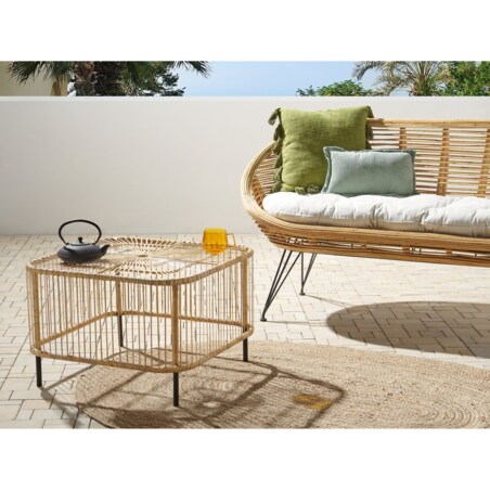 Stolik kawowy ogrodowy CESENATICO 67 cm 67 cm Rattan Naturalny
