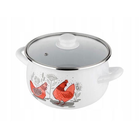 GARNEK EMALIOWANY pleszew 18cm 2,9 L kuchenny do gotowania obiadu w KURY