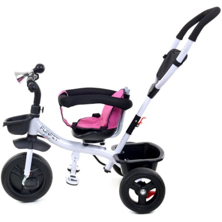 Rowerek trójkołowy spacerowy dla dzieci Funfit Kids różowy z trąbką