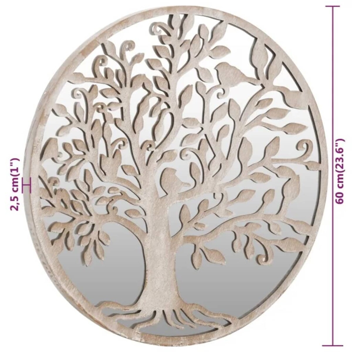 vidaXL Lustro ogrodowe, kolor piaskowy 60x2,5 cm, okrągła żelazna rama