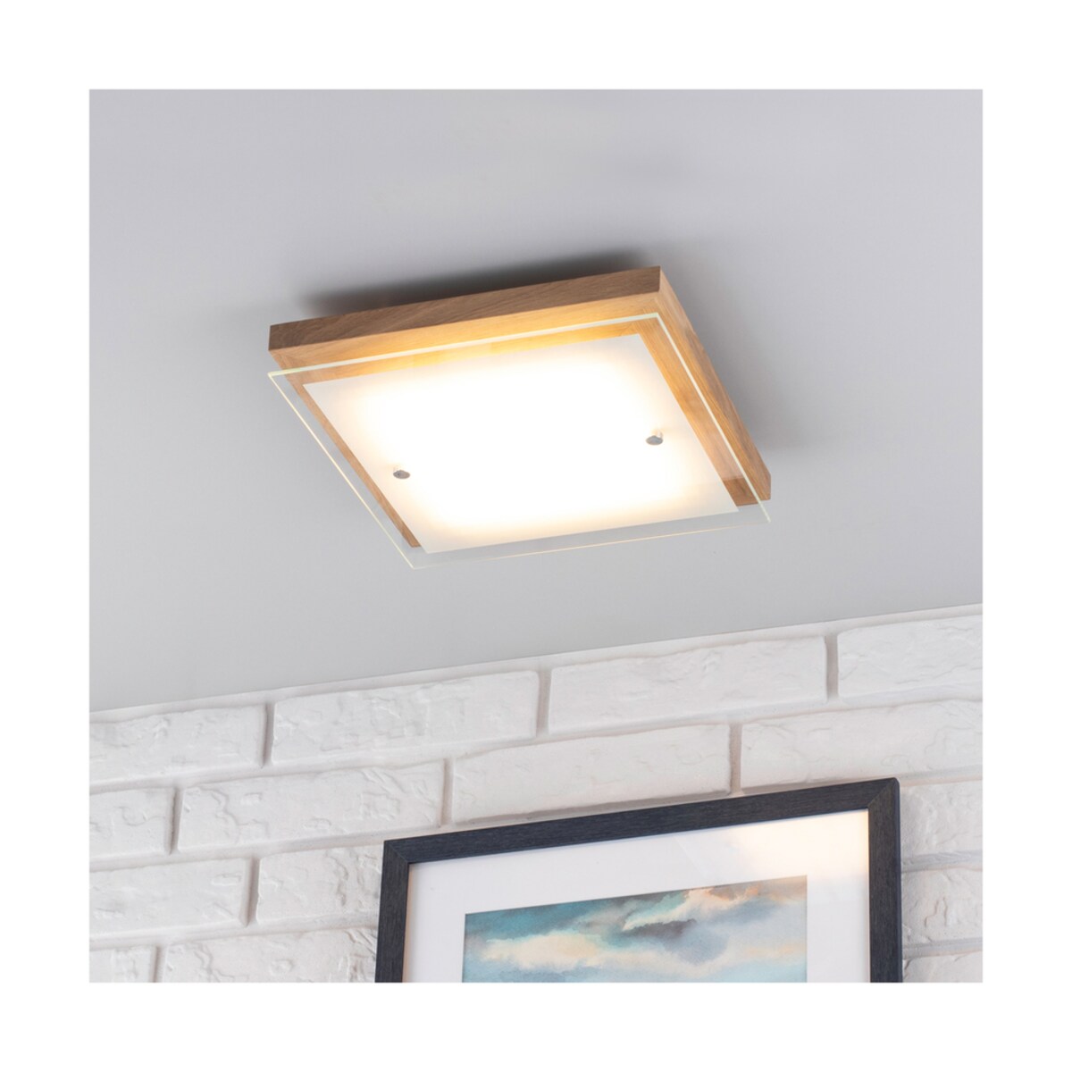 Drewniana Lampa Sufitowa BRITOP Lighting 1xLED 14W Dąb Olejowany FSC z Transparentnym Szkłem, Polski Producent, 1szt.