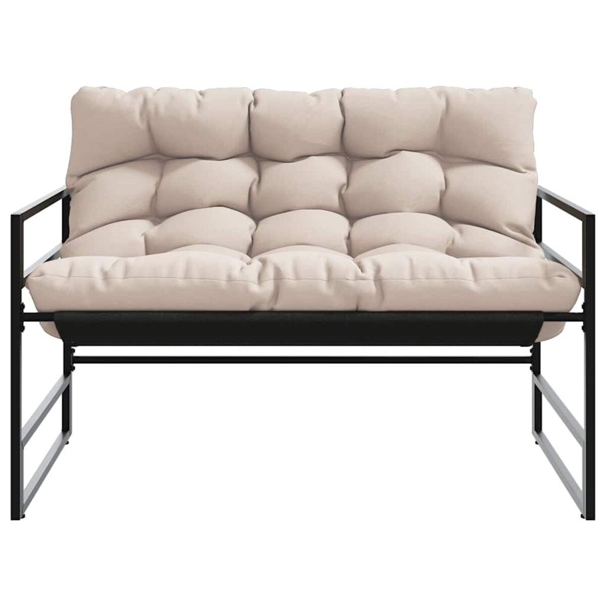 vidaXL Ławka ogrodowa z poduszką, taupe, 113 cm, stal