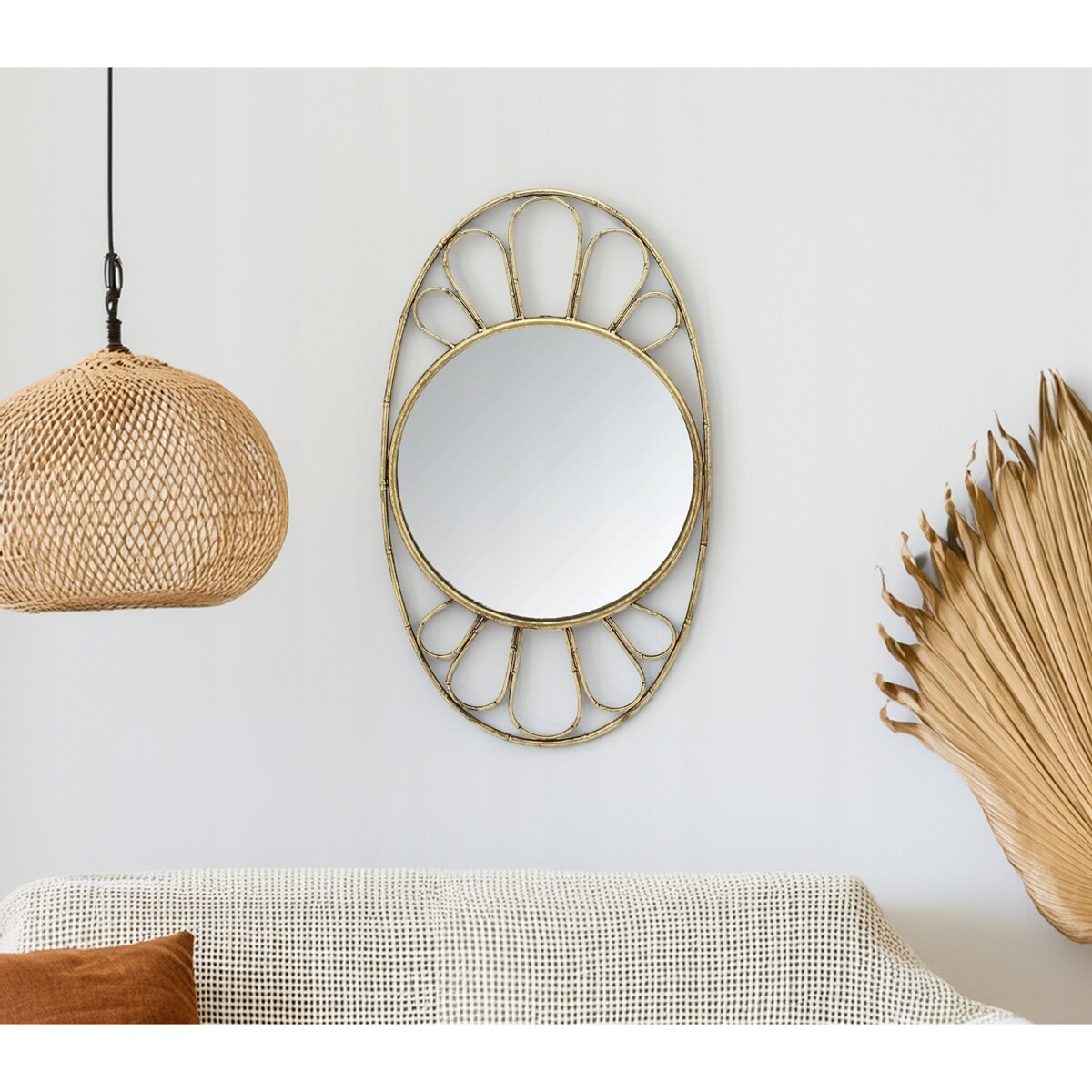 LUSTRO ŁAZIENKOWE ZŁOTE DEKORACYJNE 85cm wiszące ścienne do salonu toaletki