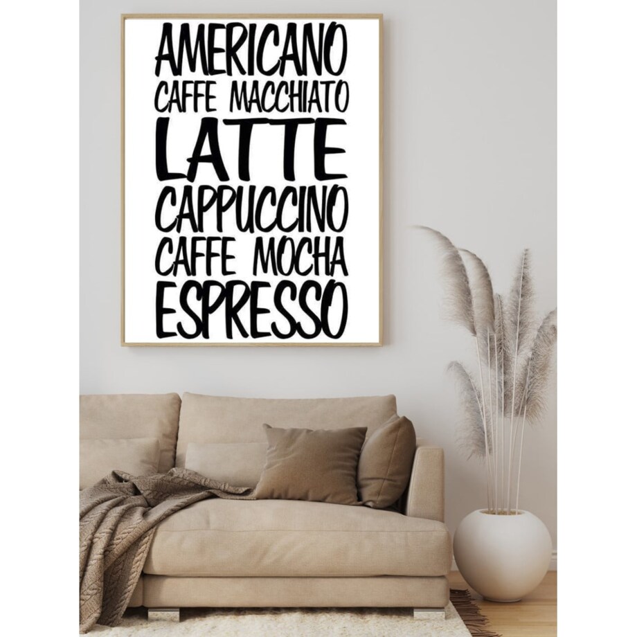 Poster Story, Plakat, Obraz - Popularne Kawy na Czarnym Tle, wymiary 21 x 30 cm