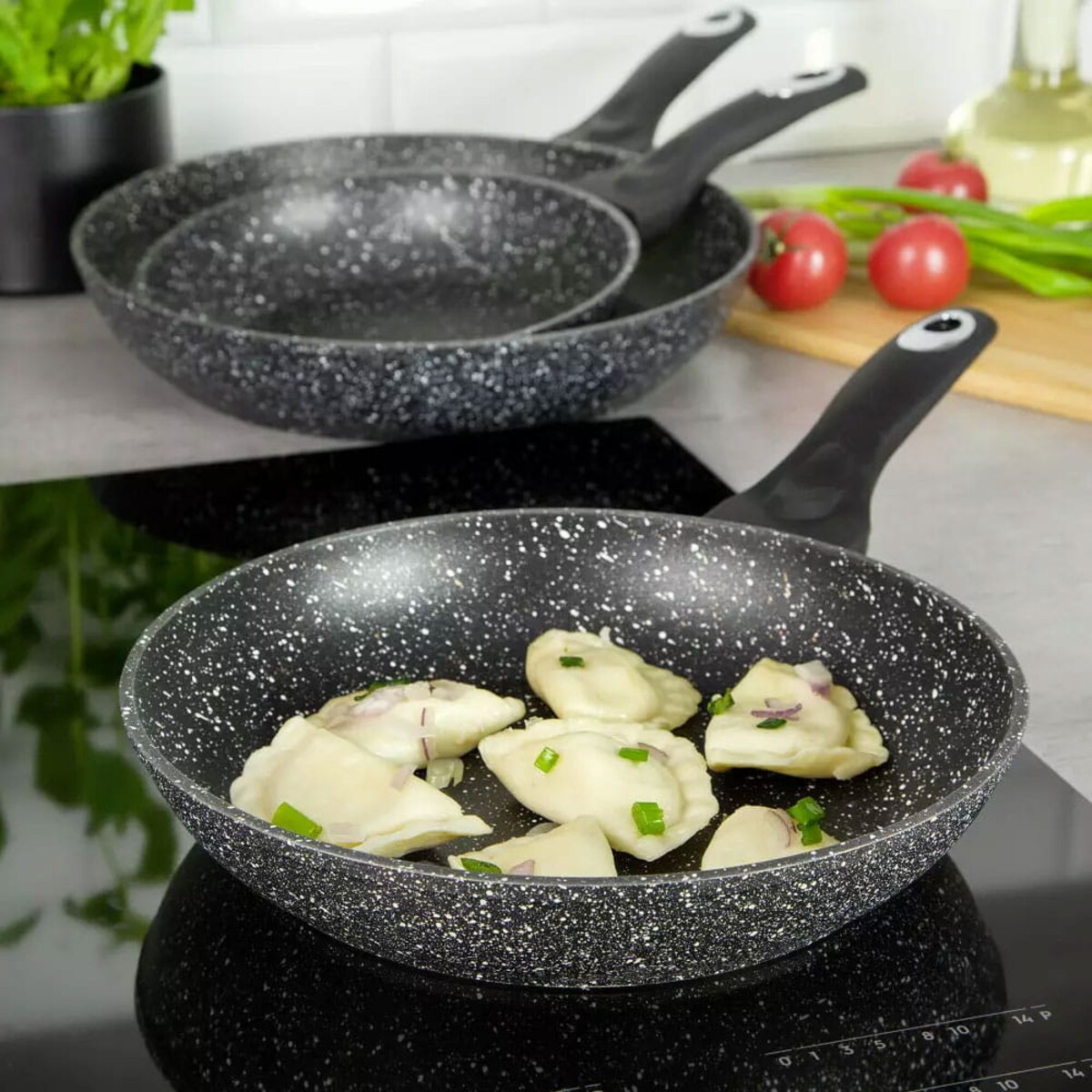 Zestaw 3 patelni granitowych komplet 20/24/28cm KLAUSBERG Marmo Gold