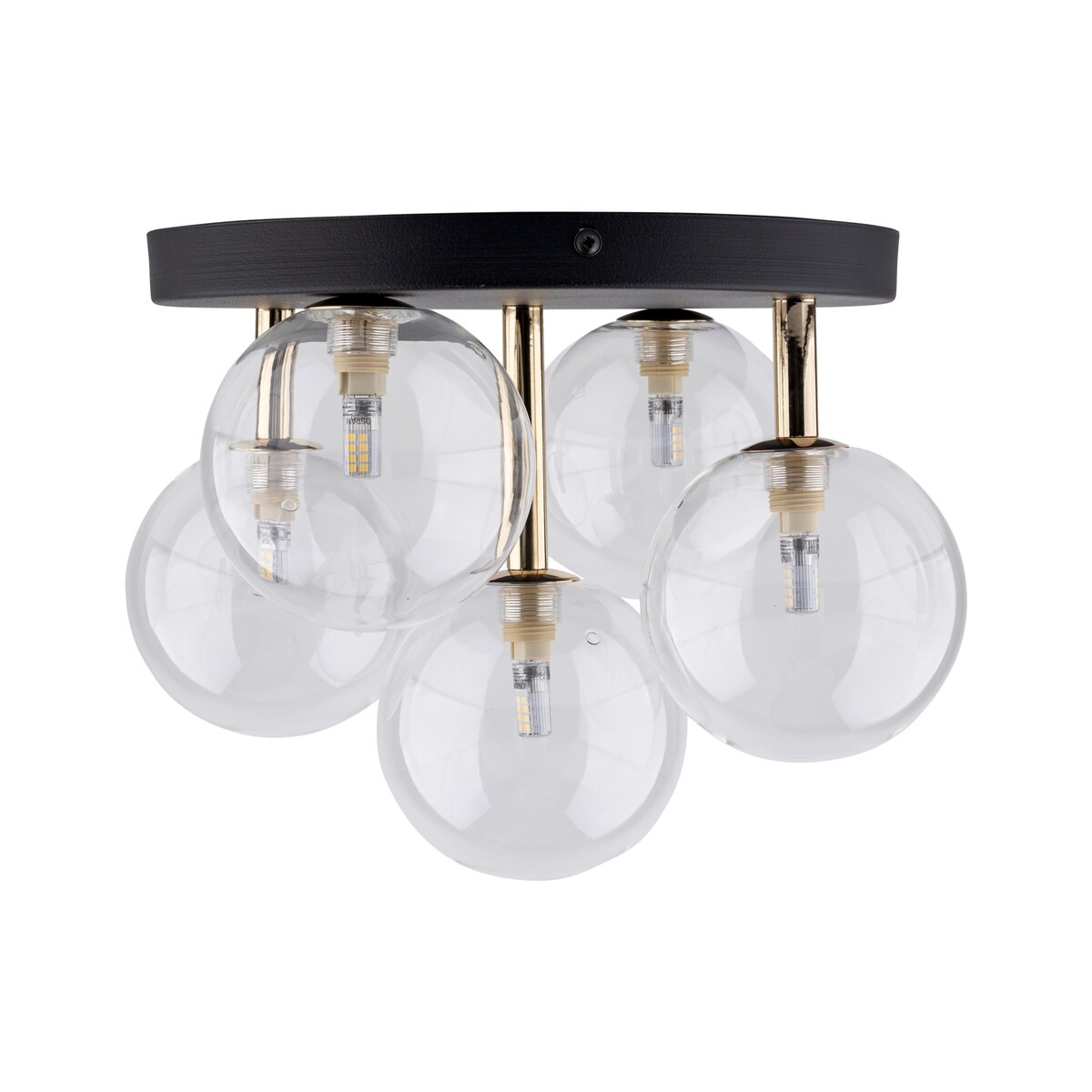 Nowoczesna lampa sufitowa NILOS Black/Gold TK Lighting 5xG9, czarno-złota, szkło, metal, do salonu i jadalni