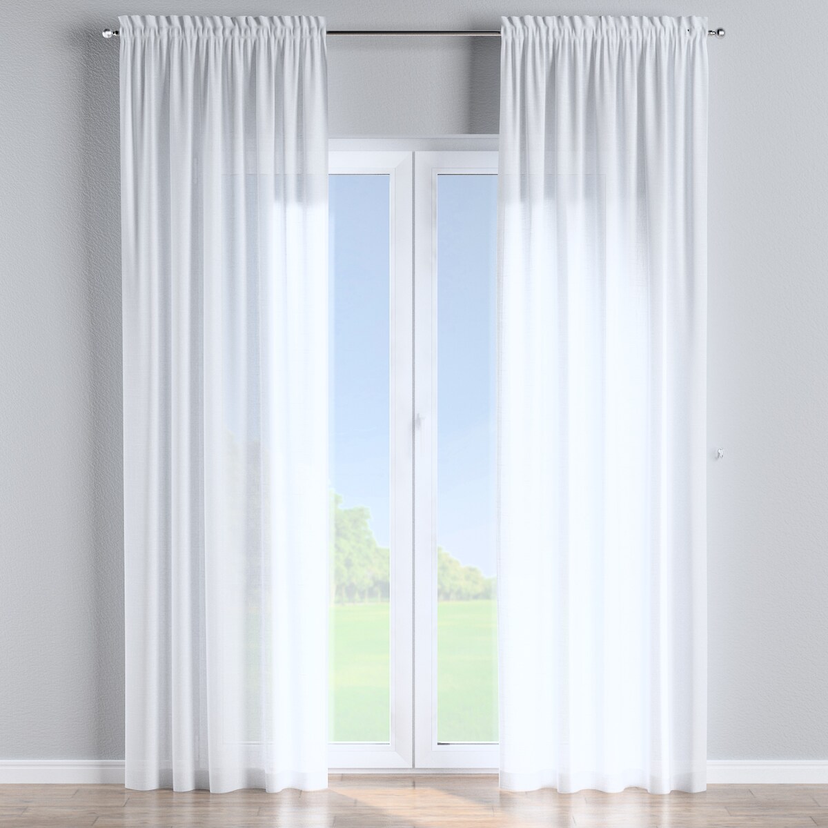 Zasłona na kanale z grzywką 1 szt. 130x260 prześwitujący biały