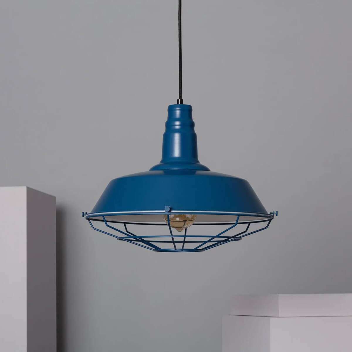 Lampa wisząca metalowa Retro ABR-RRP-N-E27 Abruzzo industrialna niebieski