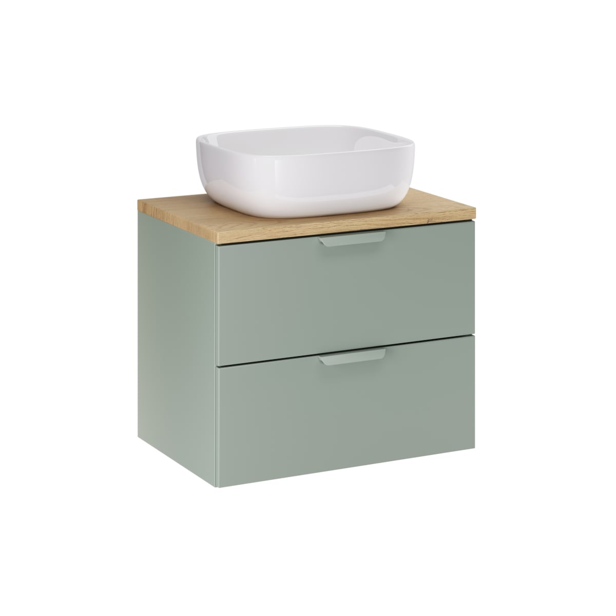 Szafka pod umywalkę Smile 60cm ASTER zielona z blatem dębowym i umywalką