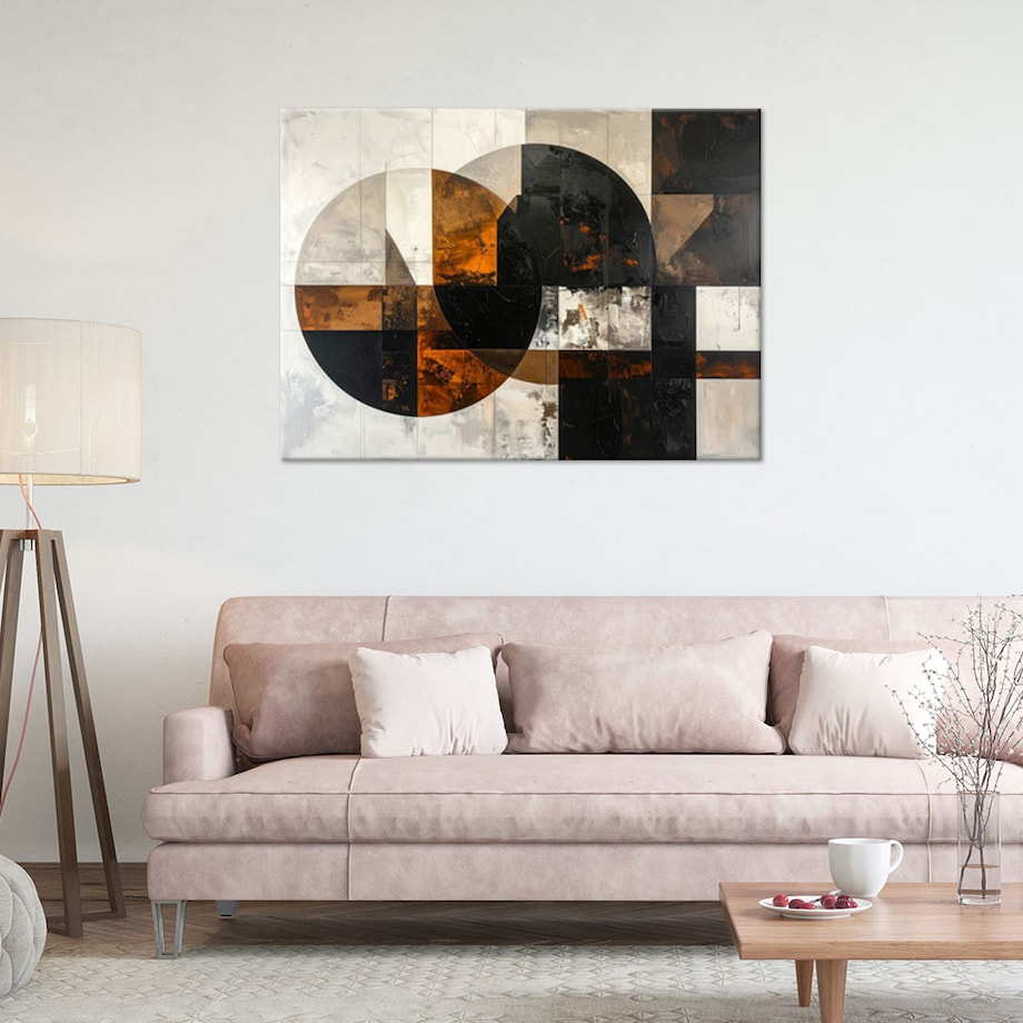 Obraz do salonu sypialni biura kuchni, Abstrakcja koła kształty brązowy szary
