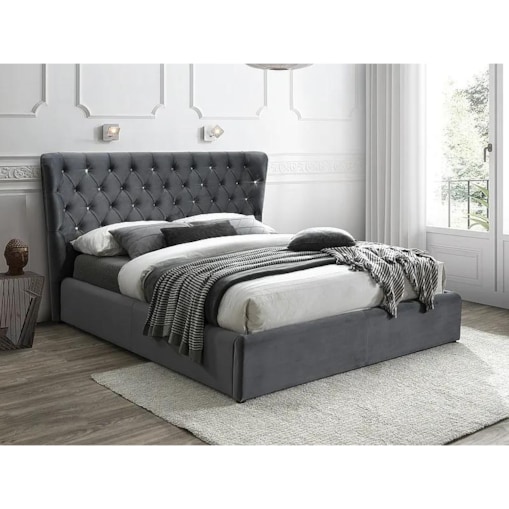 Łóżko tapicerowane CARVEN VELVET 160x200 szare