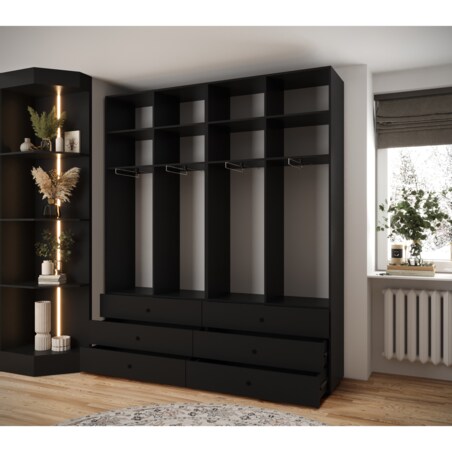 Garderoba wysoka do przedpokoju INOVA 4 Z16 czarny+złoty