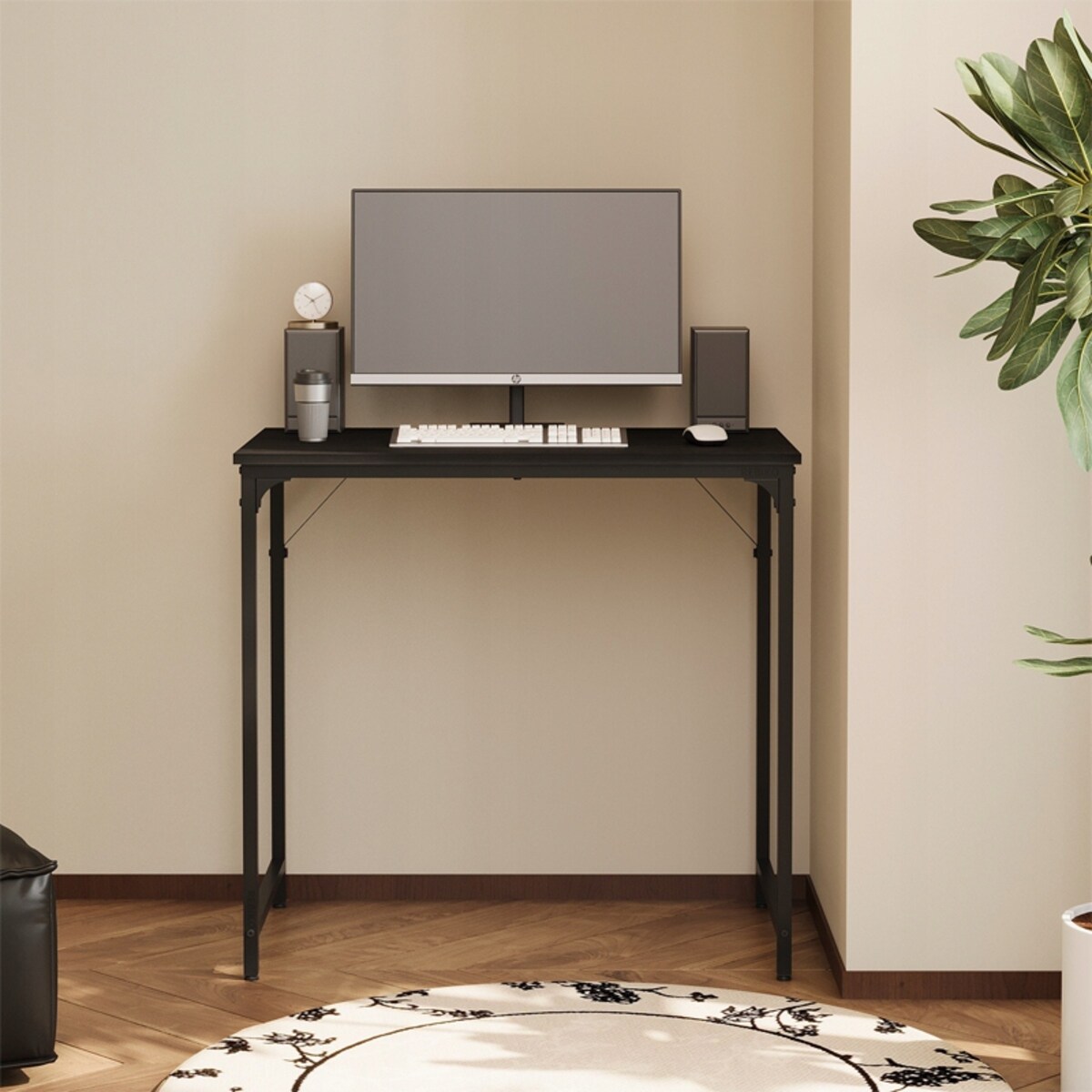 Biurko komputerowe – czarne, industrialne, nowoczesny styl loft, 80 cm