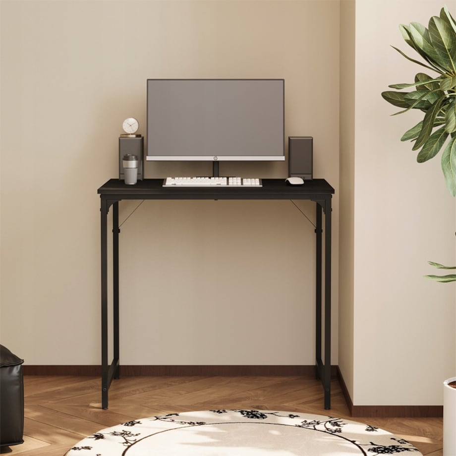 Biurko komputerowe – czarne, industrialne, nowoczesny styl loft, 80 cm