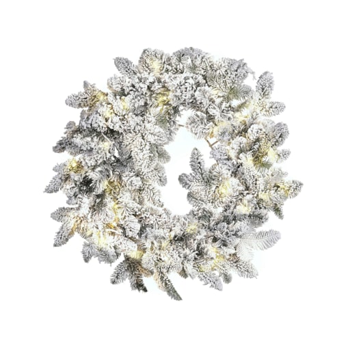 Ośnieżony wieniec świąteczny LED 70 cm biały SUNDO