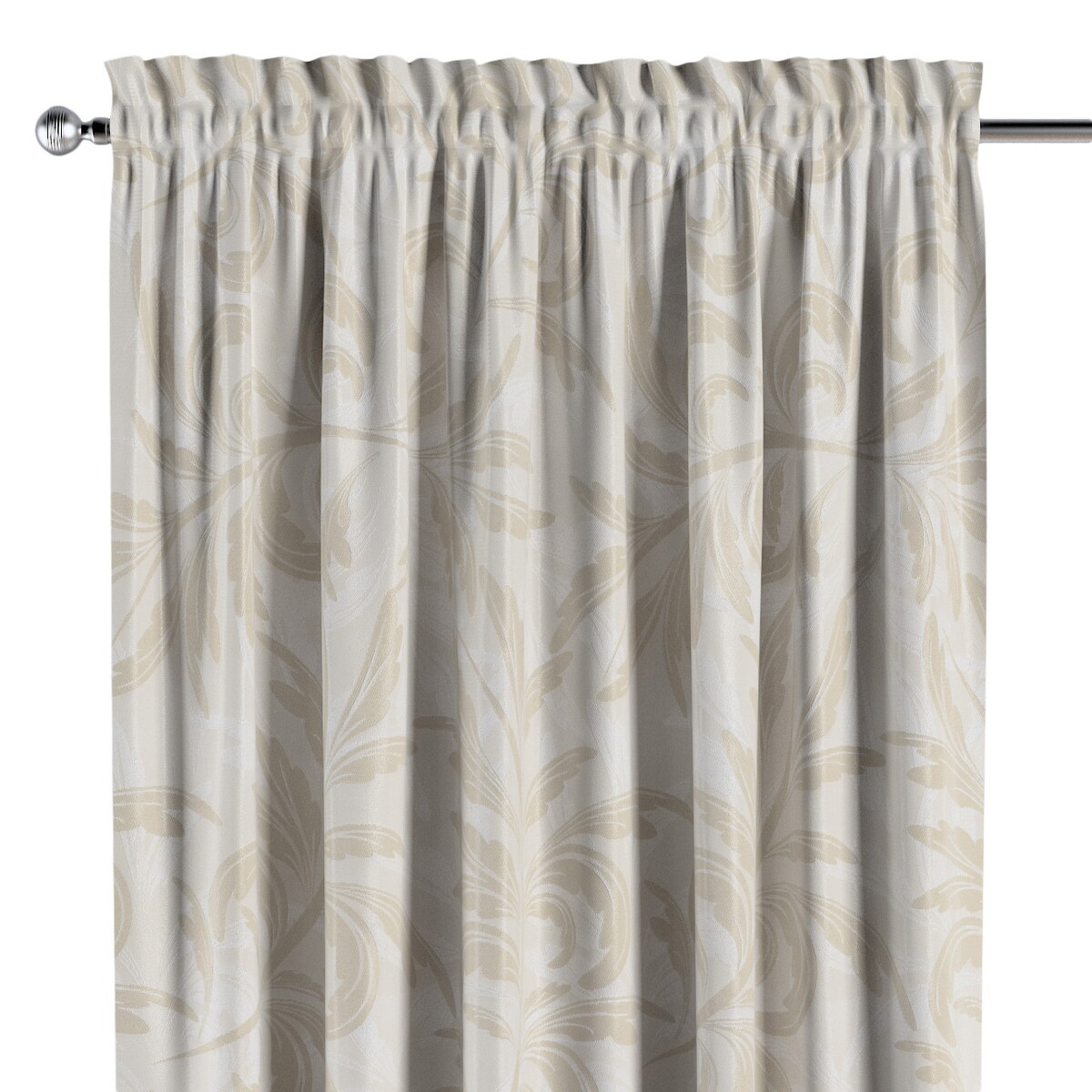 Zasłona na kanale z grzywką 1 szt. 130x260 ecru liście akantu