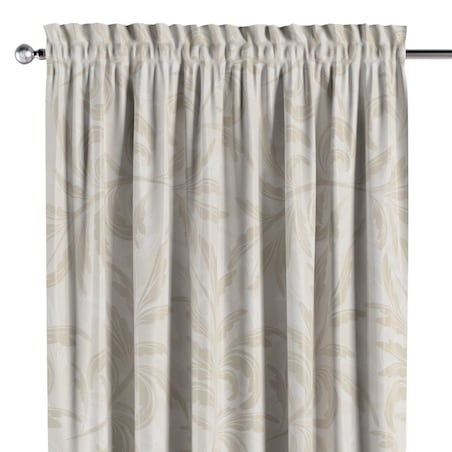 Zasłona na kanale z grzywką 1 szt. 130x260 ecru liście akantu