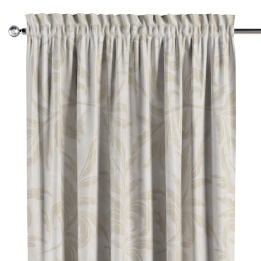 Zasłona na kanale z grzywką 1 szt. 130x260 ecru liście akantu