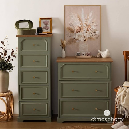 Komoda z szufladami słupek MOHEA, szałwiowa, 45 x 39 x 113 cm