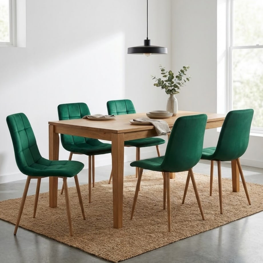 Krzesło tapicerowane welurowe zielone pikowane nowoczesne