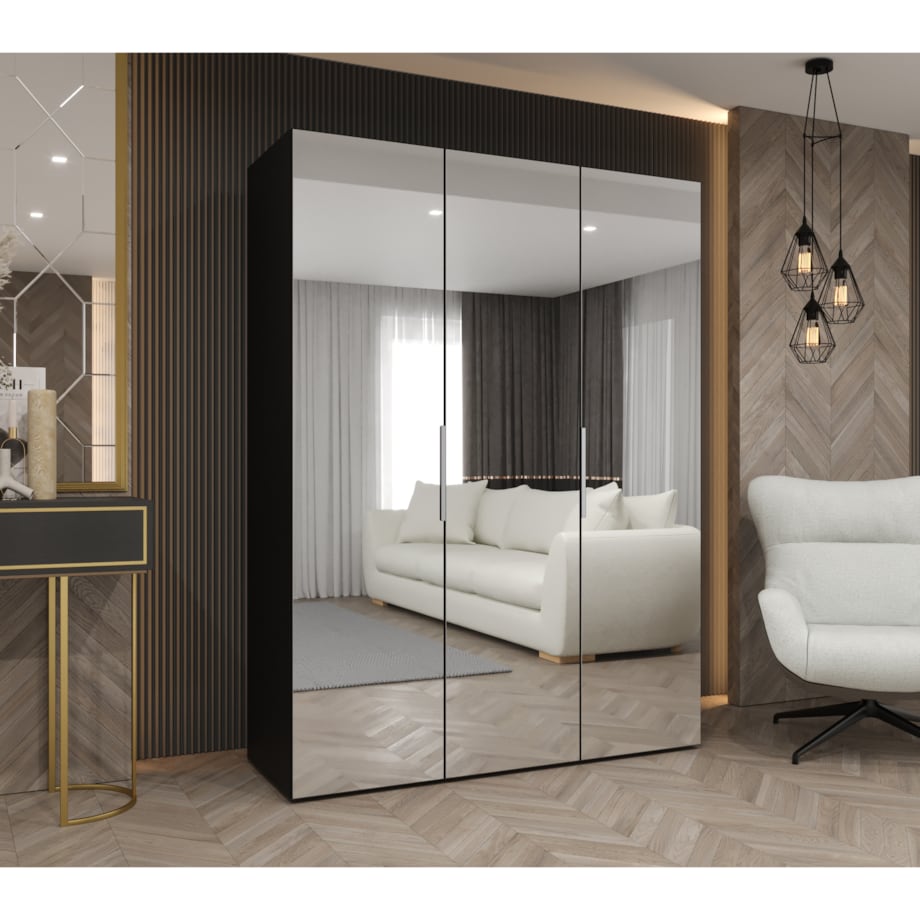 Szafa uchylna otwierana MARBELLA 3 150 wys. 202 cm Czarny + u. Kaszmir
