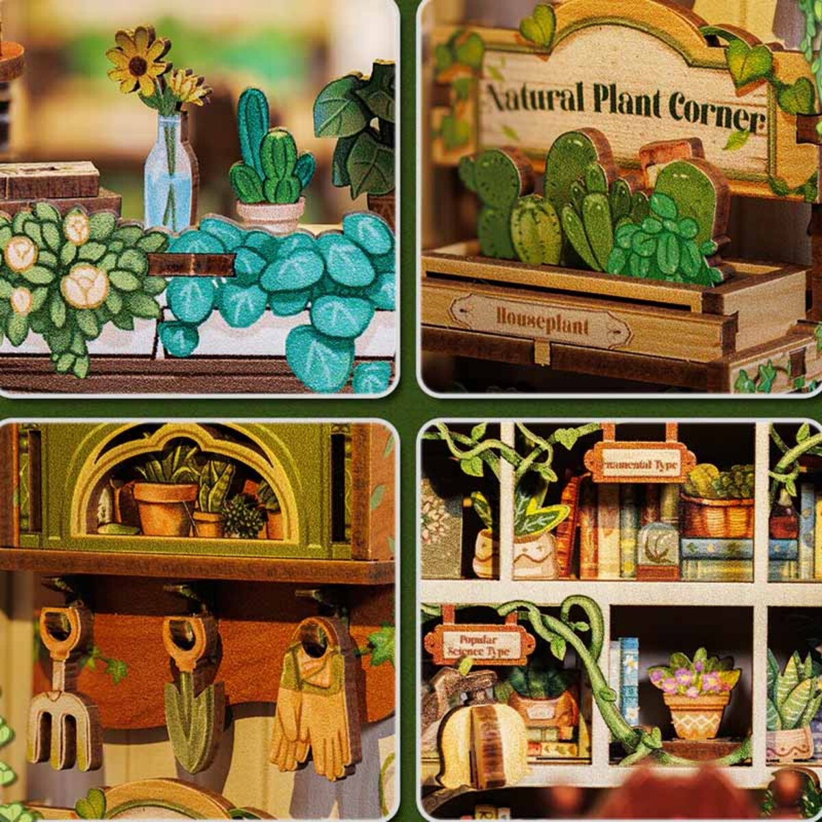 Miniaturowy domek mini Book Nook - Antykwariat pod zielonym bluszczem - CuteBee