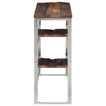 vidaXL Stolik konsolowy, srebrny, stal nierdzewna i drewno z podkładów