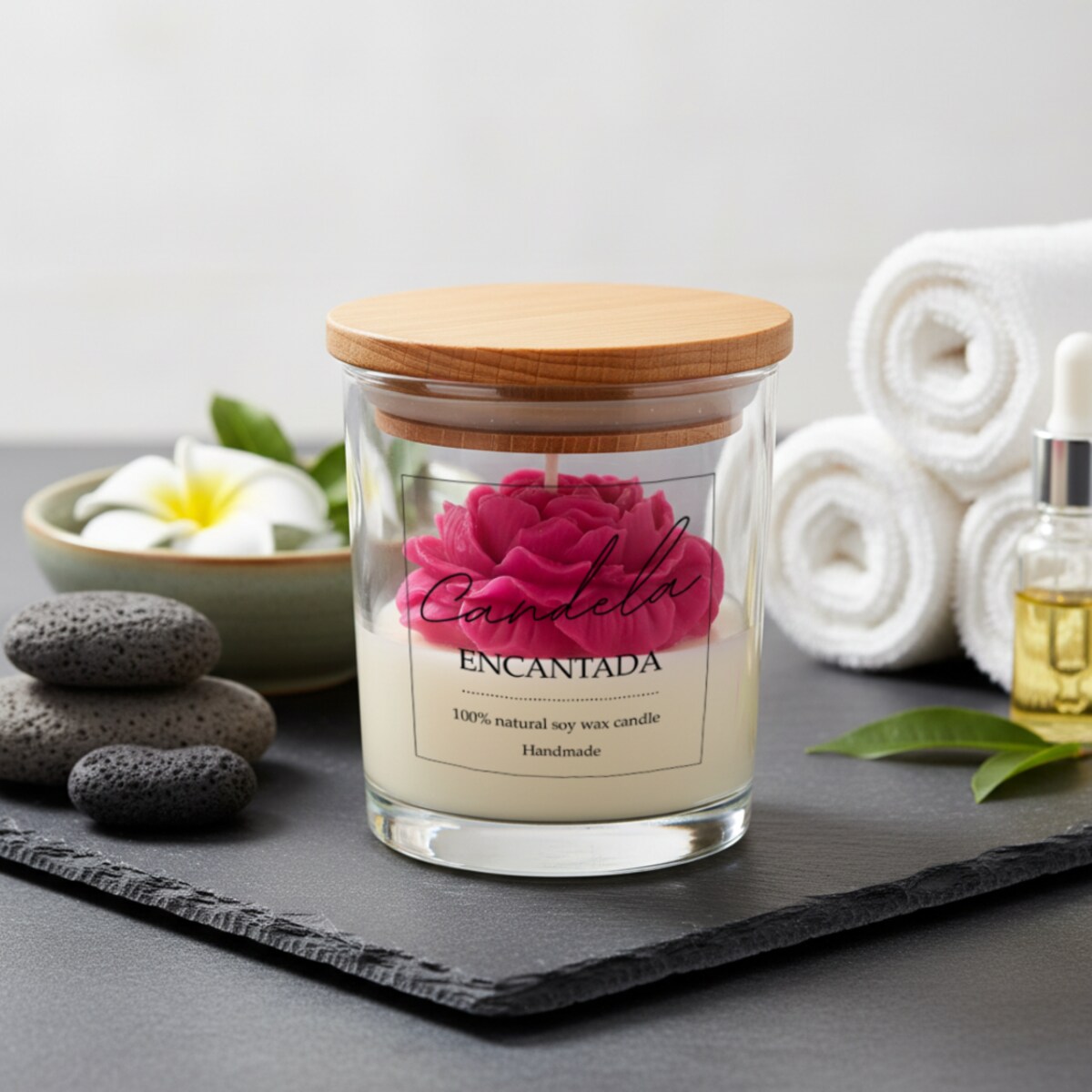 Świeca sojowa zapachowa PEONIA handmade prezent CANDELA ENCANTADA