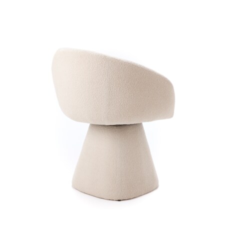 Fotel Obrotowy AUREO Krzesło do Salonu Białe BOUCLE Nowoczesny Designerski