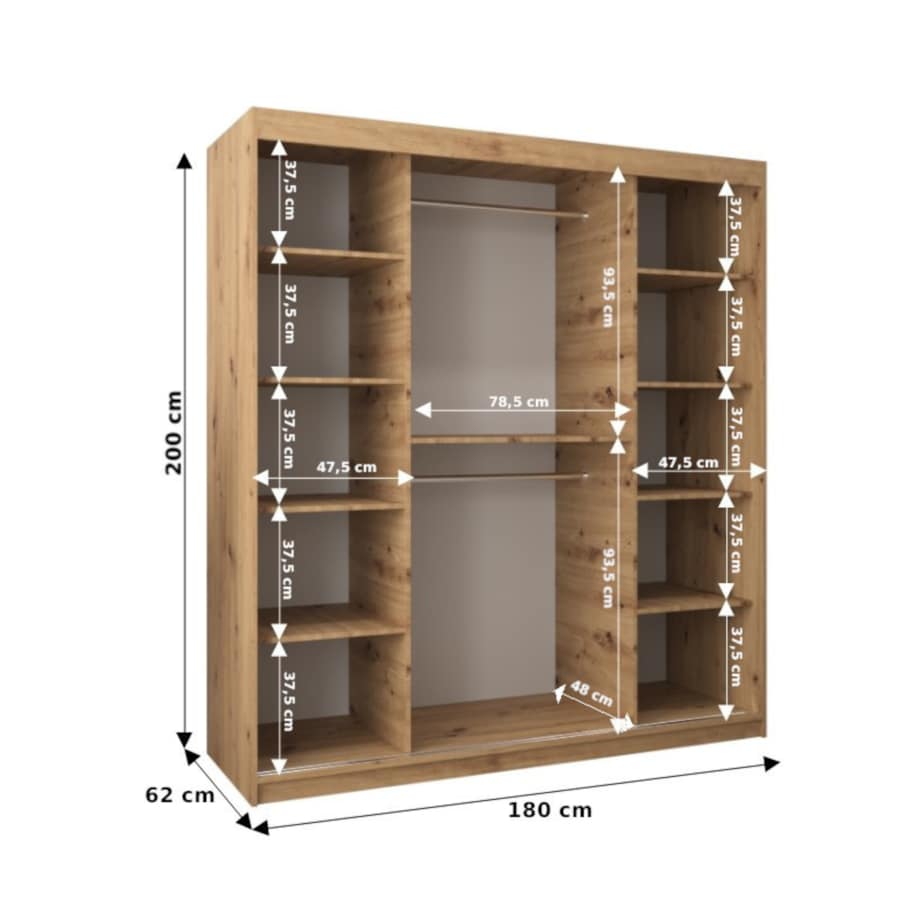 Szafa przesuwna Garderoba MARMUR T2 180 gł. 62 czarny