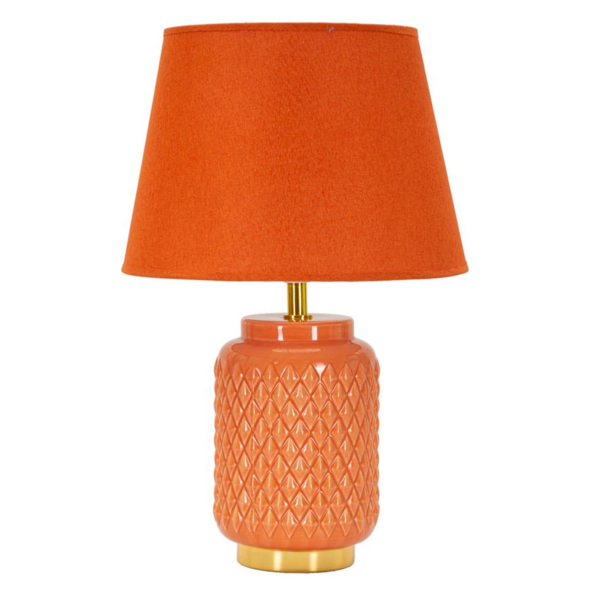 Lampa stołowa, kolor pomarańczowy, ceramika, żelazo i tkanina, 28 x 28 x 44 cm, kształt kwadratowy, 1 x E27, do salonu i sypialni, Mauro Ferretti