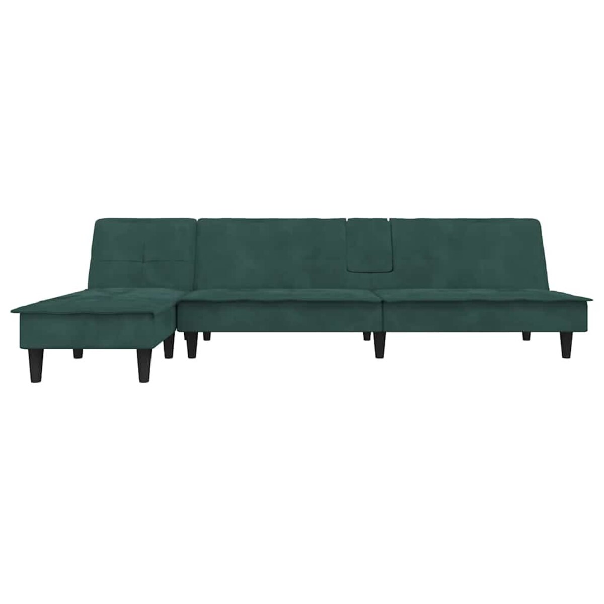 vidaXL Sofa rozkładana L, ciemnozielona, 255x140x70 cm, aksamit