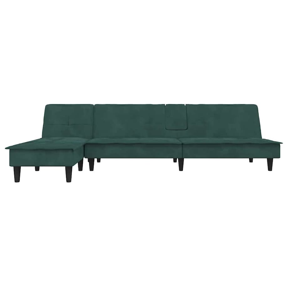 vidaXL Sofa rozkładana L, ciemnozielona, 255x140x70 cm, aksamit