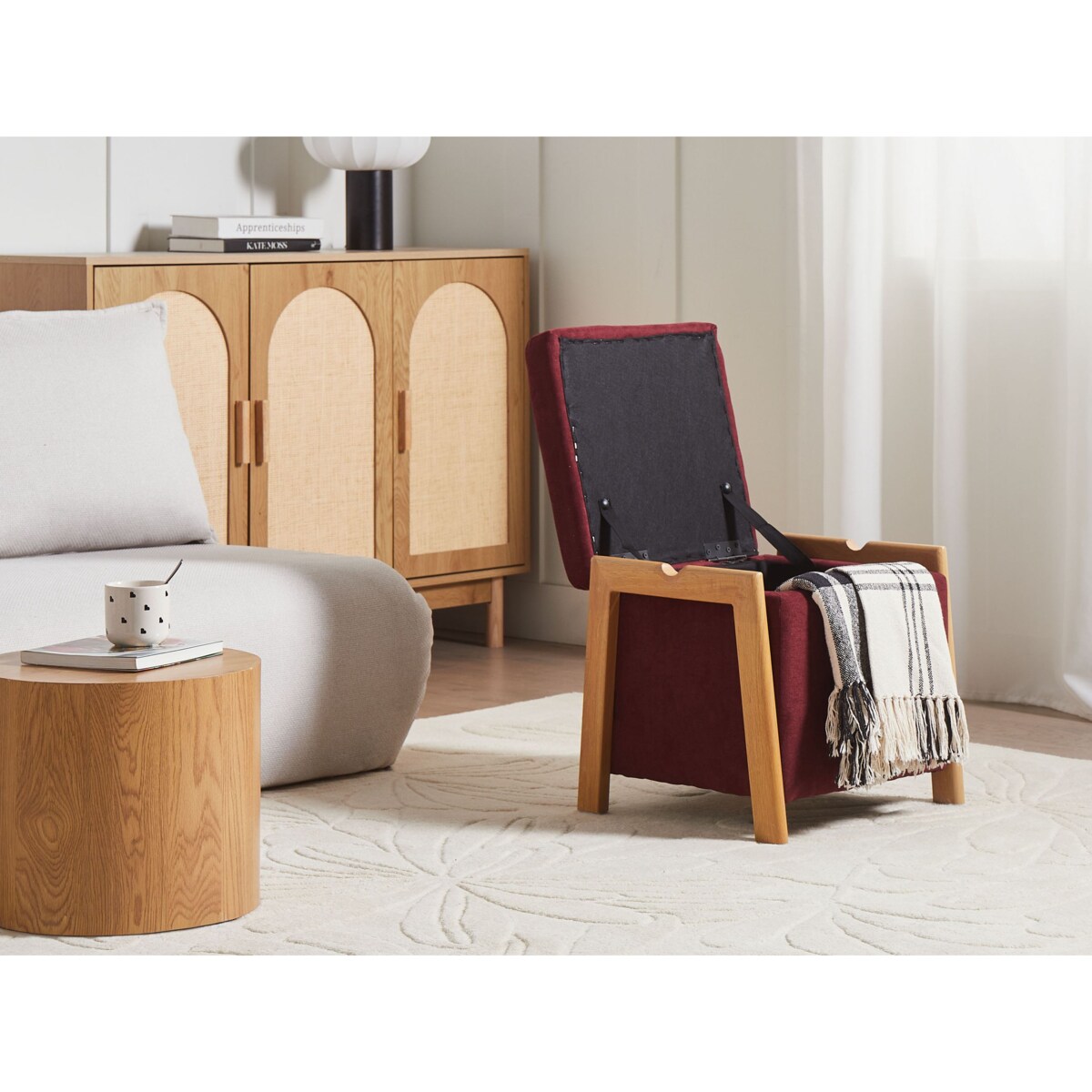 Puf ze schowkiem EDLAND Burgundowy