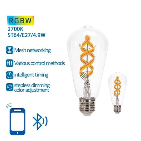 inteligentna żarówka bluetooth mesh st64 4.9w rgbw 2 szt. ,z pilotem