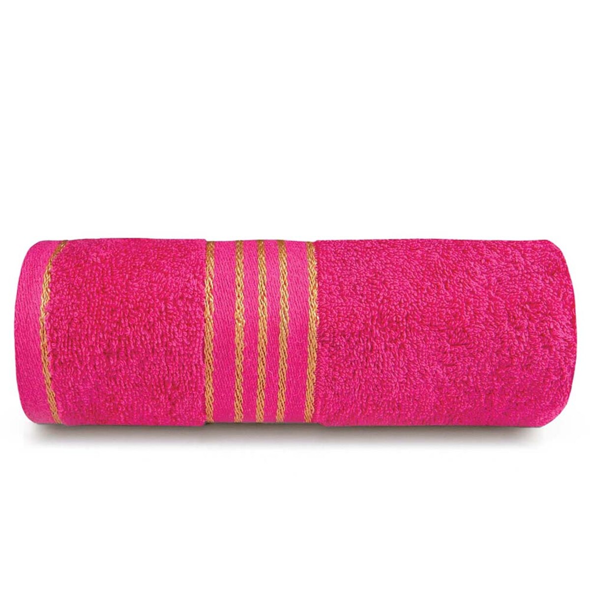 Ręcznik kąpielowy 70x140 cm bawełniany kolor różowy z bordiurą w złote paski 500 g/m2 TIWANO