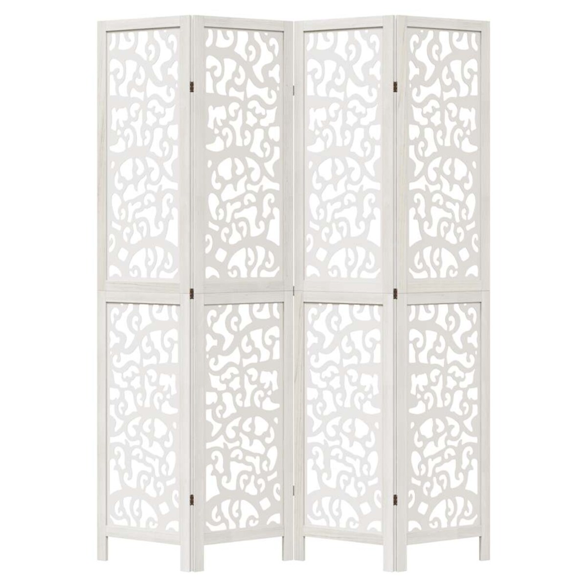 vidaXL Parawan pokojowy, 4-panelowy, biały, lite drewno paulowni