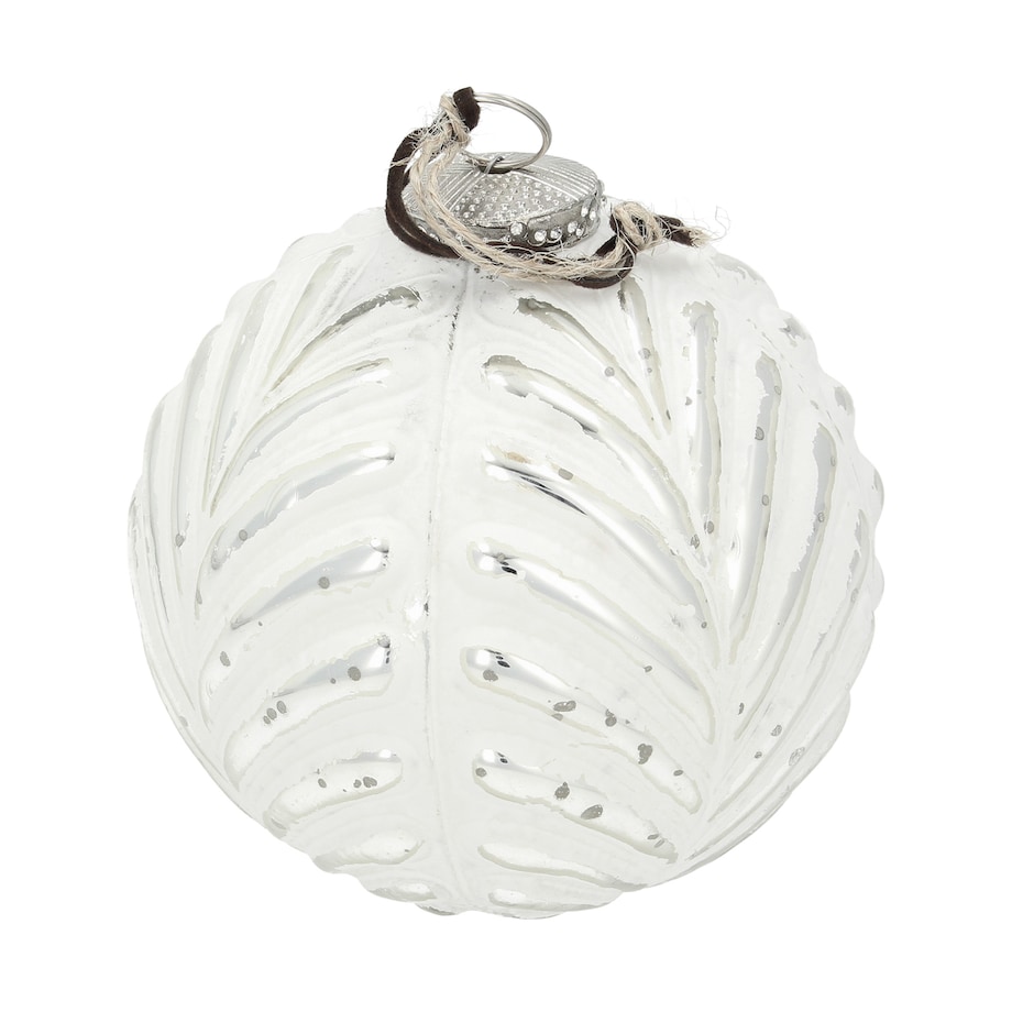 Bombka Vintage Snow ⌀12 cm white boże narodzenie, święta, świąteczne, biały, 12x13 cm