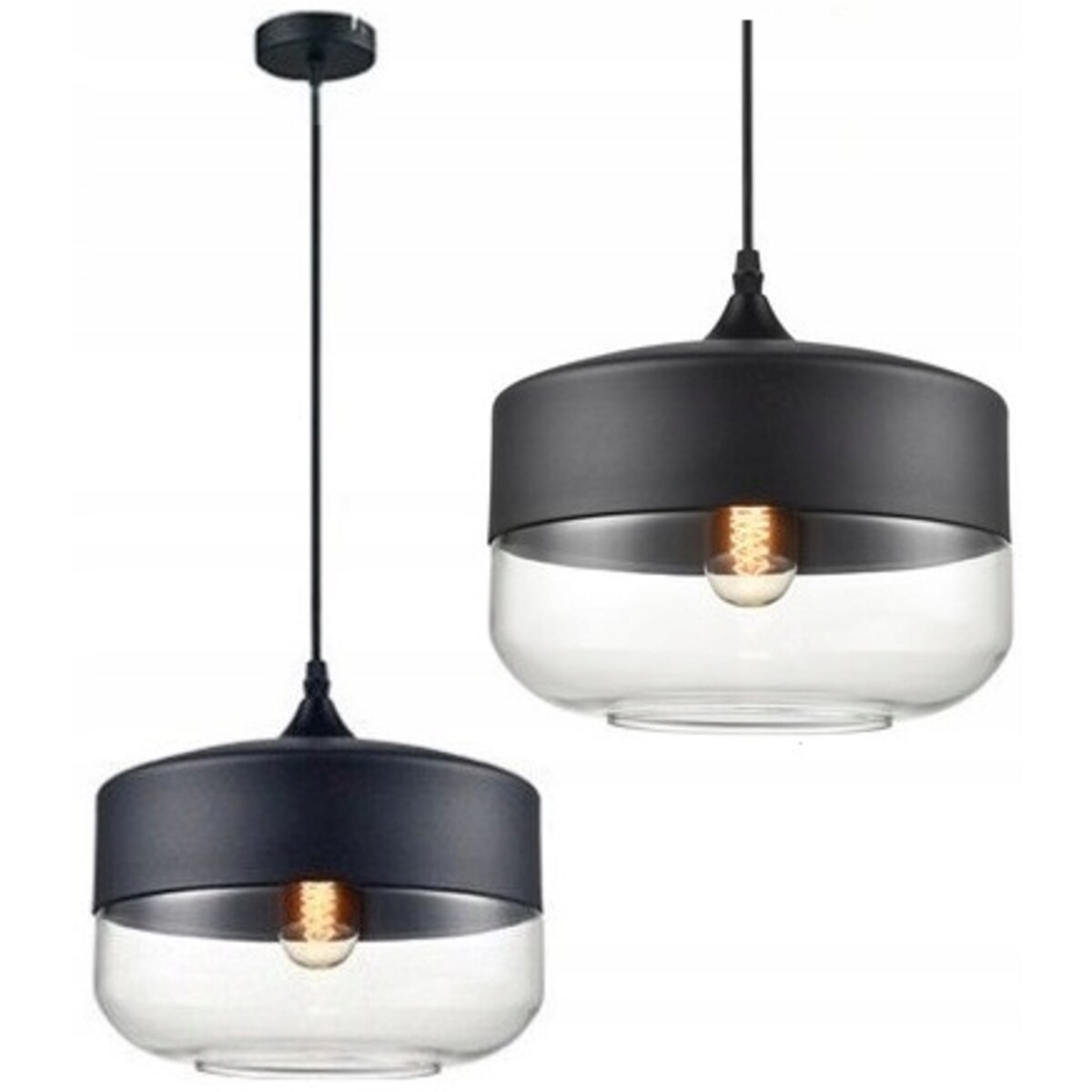 Lampa Wisząca Szklana Loft Industrial Zenit Black