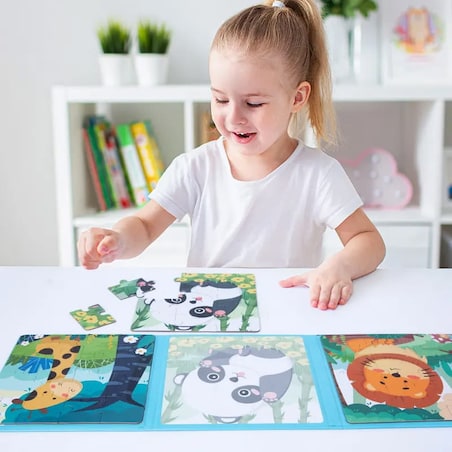 Puzzle magnetyczne - Poziom 1 - Lew, Panda, Żyrafa