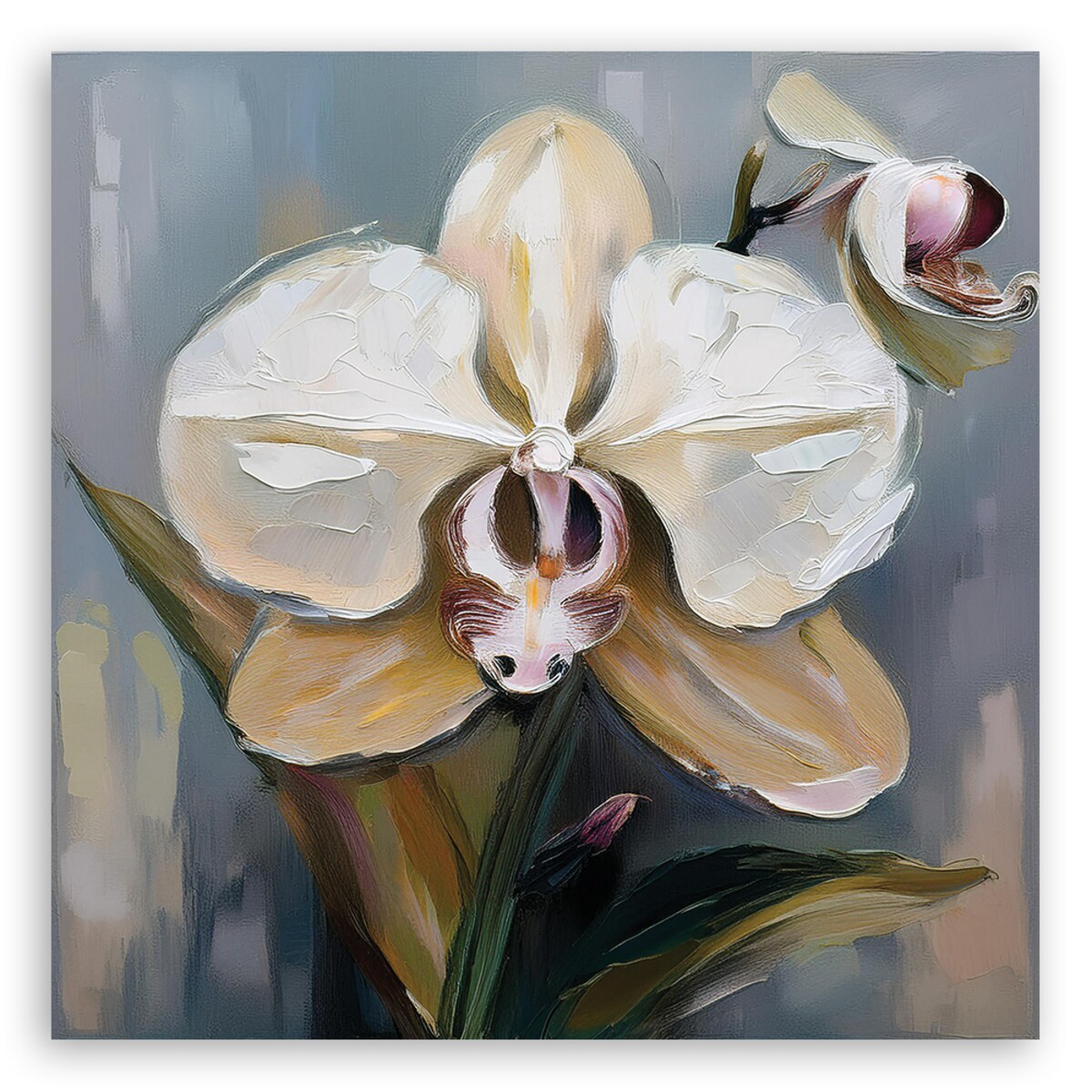 Feeby Obraz na płótnie, Malowany Kwiat Orchidei 40x40
