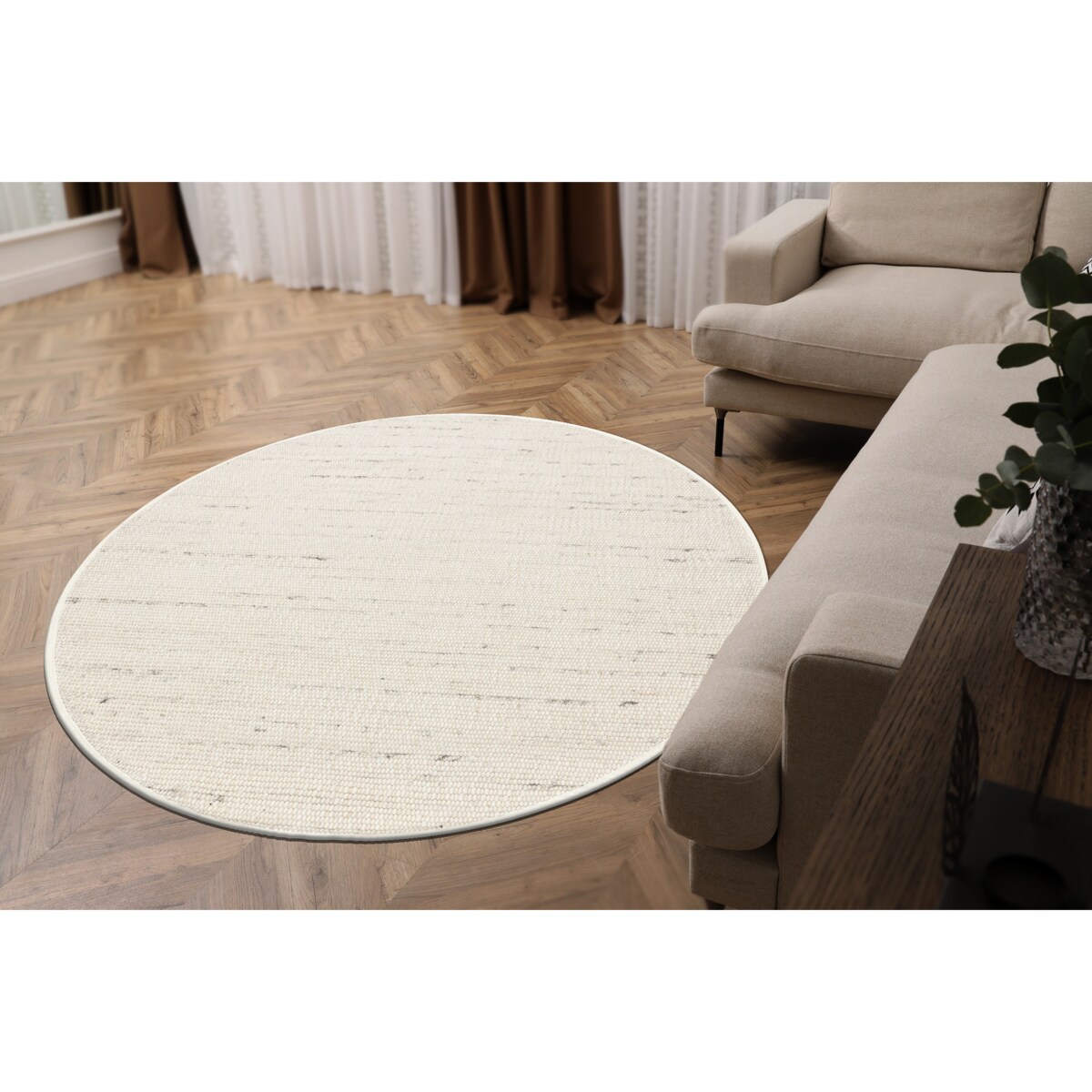 Dywan NEPAL 2100 koło biały / natural szary koło 100 cm