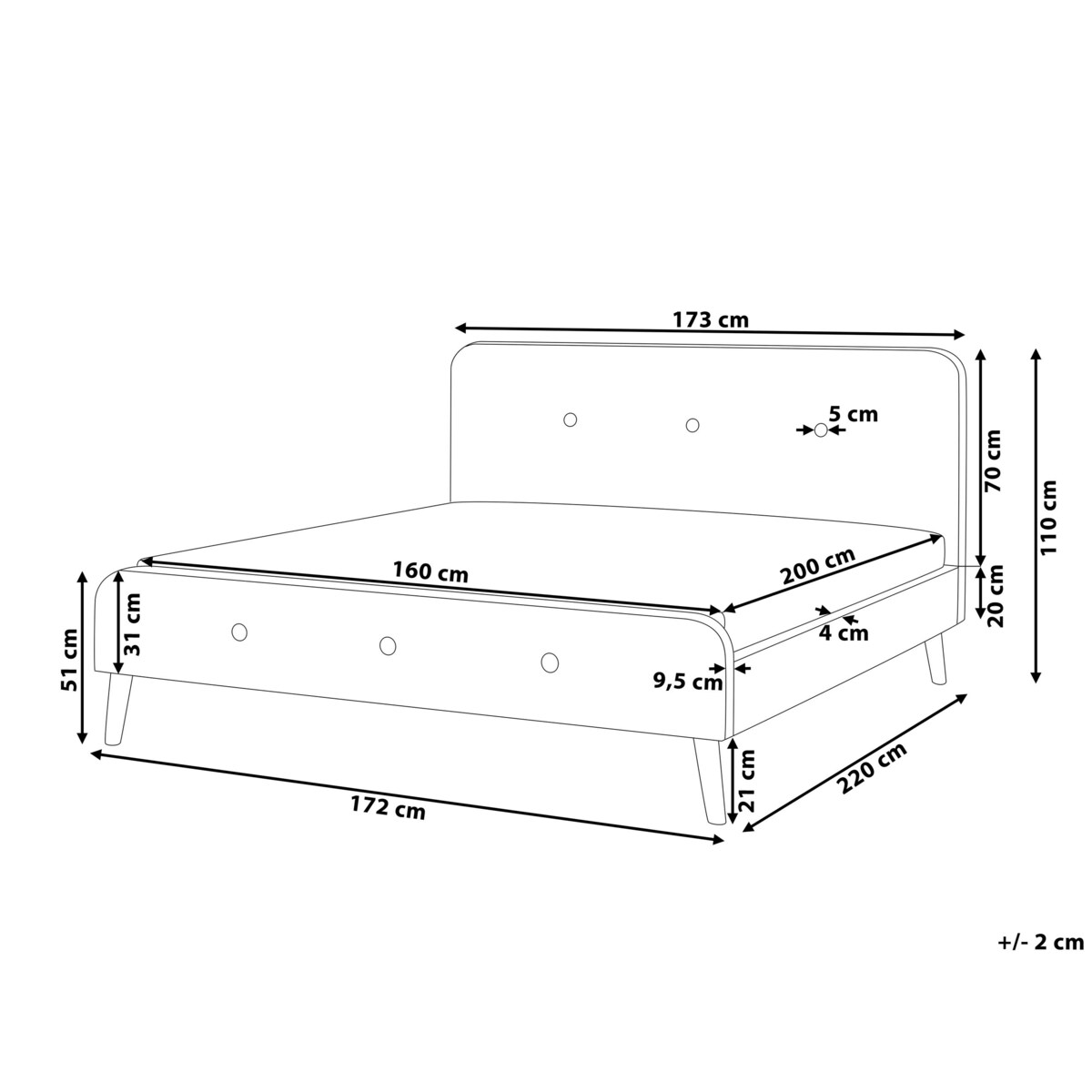 Łóżko tapicerowane 160 x 200 cm ciemnoszare RENNES II